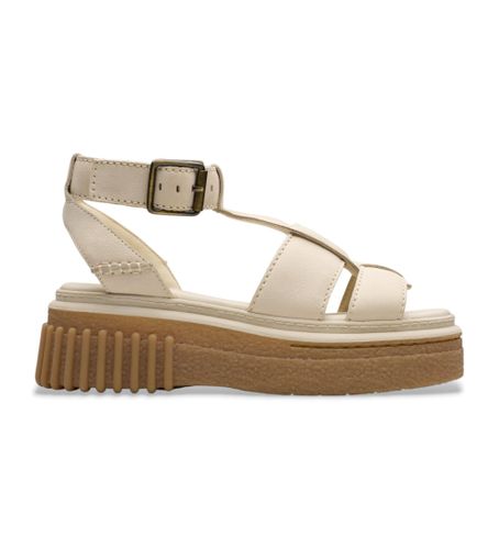 Til kvinder. 26181204 Evamar Sun cremehvide lædersandaler (36), 3-5 cm, Spænder, Casual - Clarks - Modalova