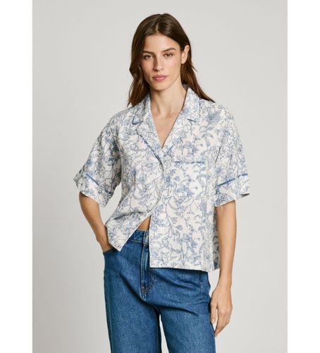 Til kvinder. PL305025 Bluse Doris (S), Blå, Casual, Linned, Korte ærmer - Pepe Jeans - Modalova