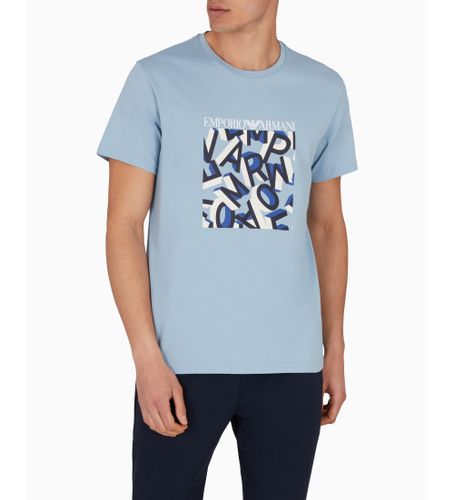 Til mænd. EM000574_AF12349 Økologisk strikket strandt-shirt med logoprint ASV (L), Casual, Bomuld, Korte ærmer - Emporio Armani - Modalova