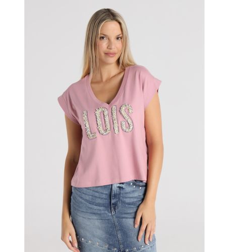 Til kvinder. 423162708 Kortærmet T-shirt med V-hals, (L), Casual, Bomuld, Korte ærmer - Lois Jeans - Modalova
