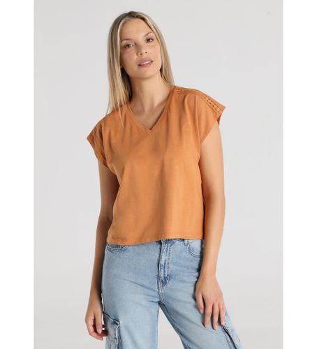 Til kvinder. 423302737 Peaked collar T-shirt med besætning (S), Casual, Bomuld, Korte ærmer - Lois Jeans - Modalova