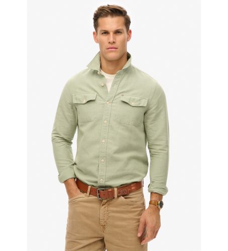 Til mænd. M4010924A Arbejdsskjorte Merchant Linenblend (S), Casual, Bomuld, Lange ærmer - Superdry - Modalova
