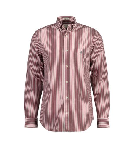 Til mænd. 3000130 Bourgognefarvet stribet poplinskjorte med normal pasform (S), Rød, Casual, Bomuld, Klassisk, Lange ærmer - Gant - Modalova