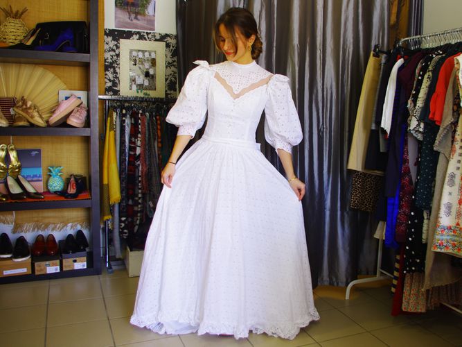 Robe de marie vintage en broderie anglaise - 34 - non renseign - Modalova