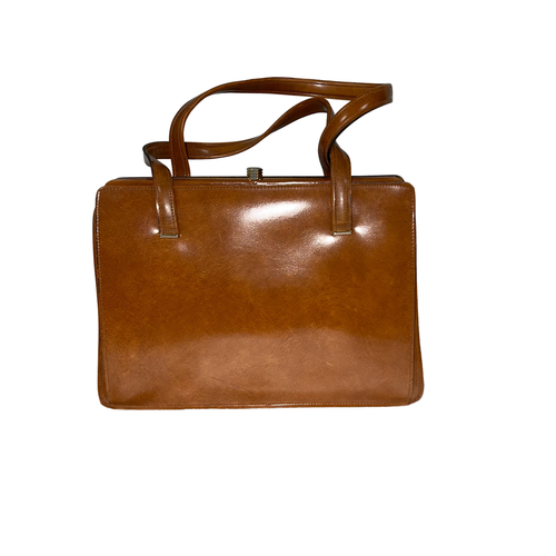 Sac cuir vintage Cult, caramel. original, classique et intemporel. Elgant de forme rigide. Une poche principale style porte monnaie avec pochettes i - Label Emmaus - Modalova