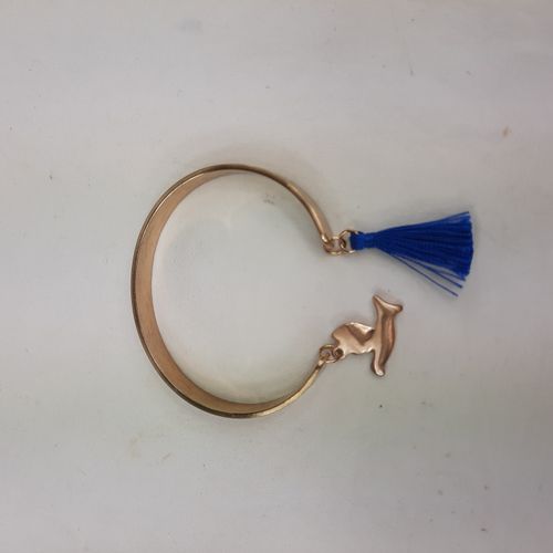 Bracelet mtal  pompon bleu et pendentif oiseau - Label Emmaus - Modalova