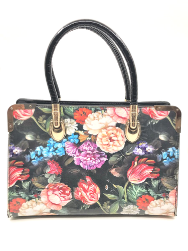 Sac  main " GALLANTRY " dcor fleurs - Label Emmaus - Modalova