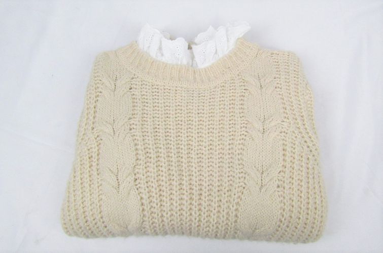Pull tricot écru avec col brodé - - T.XS - cyrillus paris - Modalova