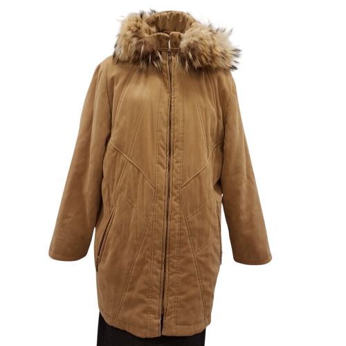 Manteau clair avec col fourrure - MARQUE INCONNUE - taille 44 estimée - Label Emmaus - Modalova