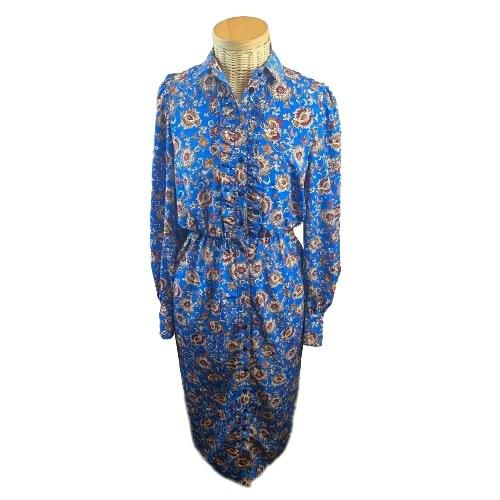 Robe bleu coupe droite longue  fleurs - S - le printemps - Modalova