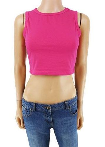 Crop Top sans manches ---Rose-36 - S-Fminin - shein - Modalova