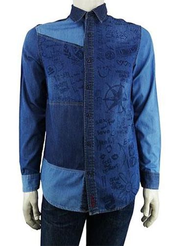 Chemise manches longues ---Bleu-L-Masculin - desigual - Modalova