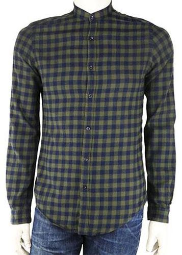 Chemise col mao manches longues---Kaki-S-Masculin - zara - Modalova