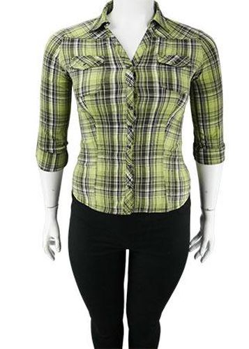 Chemise manches 3/4---Vert-46 - XL-Fminin - cache cache - Modalova