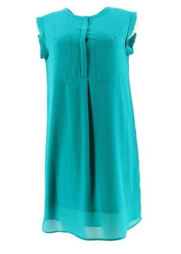 Robe chemise sans manches ---Vert-36 - S-Fminin - camaeu - Modalova