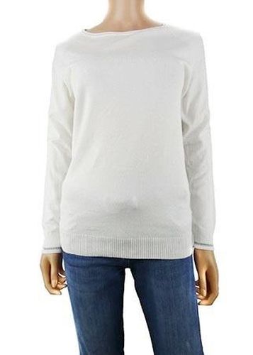 Pull manches longues---Blanc cass-36 - S-Fminin - u essentiel - Modalova