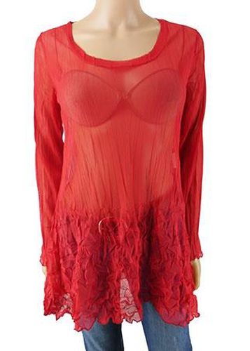 Tunique transparente manches longues---Rouge-38 - M-Fminin - bral - Modalova