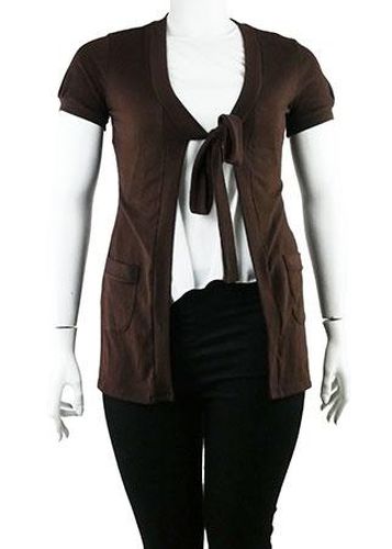 Gilet long manches courtes---Marron-46 - XL-Fminin - formul - Modalova