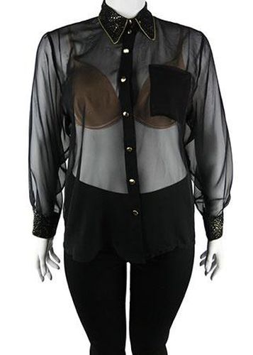 Chemise transparent manches longues---Noir-46 - XL-Fminin - vera mont - Modalova