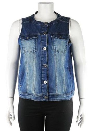 Veste en jeans sans manches---Bleu-48 - XL-Fminin - ms mode - Modalova