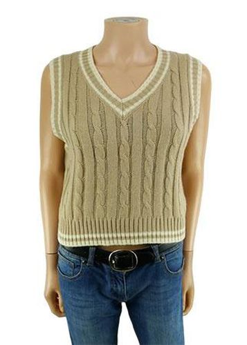 Pull sans manches---Beige-36 - S-Fminin - shein - Modalova