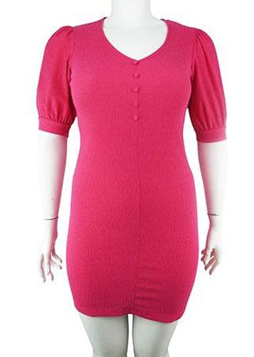 Robe manches courtes---Rose-46 - XL-Fminin - camaeu - Modalova