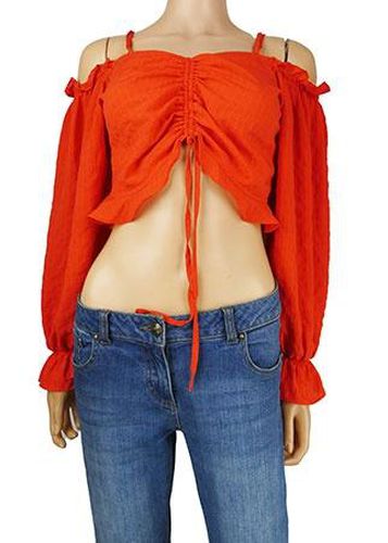 Crop top manches longues et  bretelles---Rouge-40 - M-Fminin - divided - Modalova