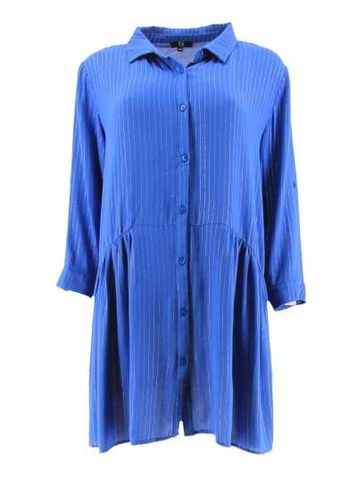 Robe manches 3/4---Bleu-40 - M-Fminin - riu paris - Modalova