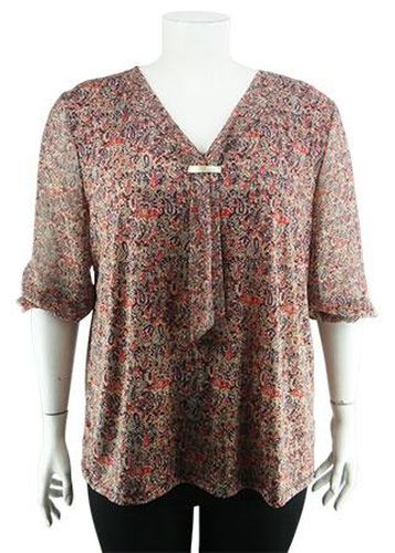 Blouse manches 3/4---Multicolore-50 - XXL-Fminin - modavista - Modalova