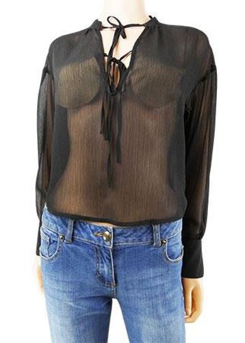 Top transparent manches longues---Noir-32 - XS-Fminin - h&m - Modalova