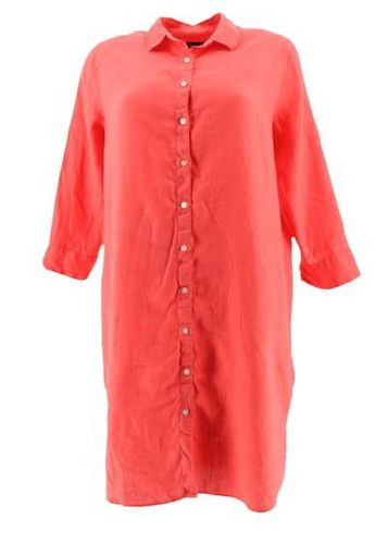 Robe- chemise manches 3/4---Corail-38 - M-Fminin - blue lemon - Modalova