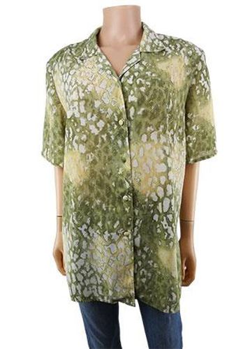 Chemise manches courtes---Vert-44 - L-Fminin - un jour ailleurs - Modalova