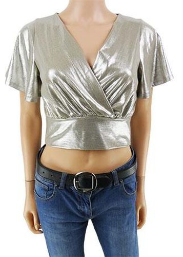 Crop top manches courtes---Argent-34 - S-Fminin - pimkie - Modalova