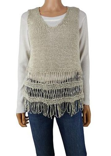 Pull ajour sans manches---Beige-36 - S-Fminin - made in italy - Modalova