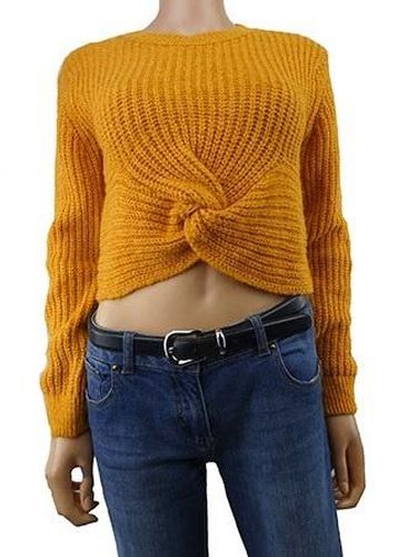 Pull crop top manches longues---Moutarde-32 - XS-Fminin - tally weijl - Modalova