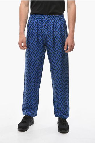 Silk Pyjama Bottom with Wide Leg and LA GRECA Print size 50 - Versace - Modalova