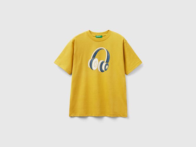 Benetton, T-shirt Girocollo In Cotone Bio, taglia S, Senape, Bambini - United Colors of Benetton - Modalova