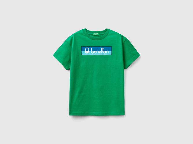 Benetton, T-shirt 100% Cotone Bio Con Logo, taglia 3XL, Verde, Bambini - United Colors of Benetton - Modalova