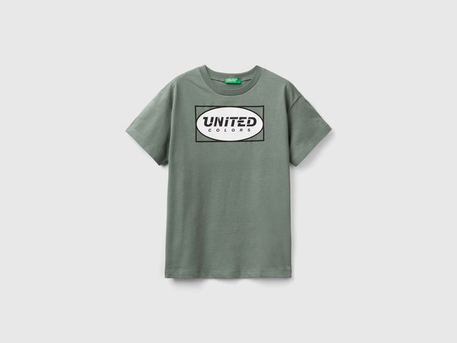 Benetton, T-shirt 100% Cotone Bio Con Logo, taglia 2XL, Verde Militare, Bambini - United Colors of Benetton - Modalova