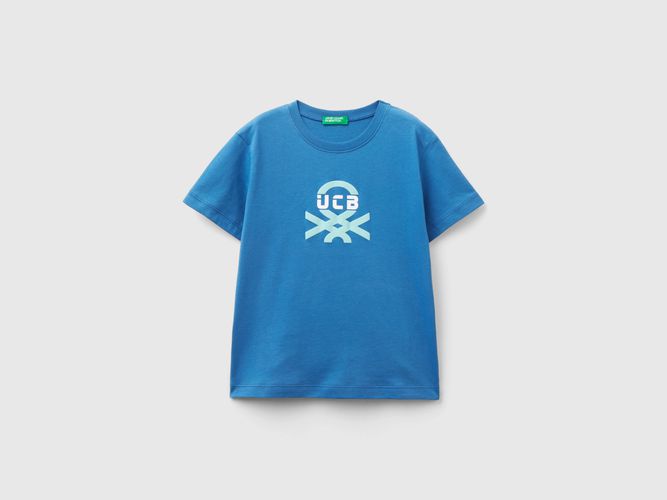Benetton, T-shirt 100% Cotone Bio Con Stampa, taglia 82, Blu, Bambini - United Colors of Benetton - Modalova