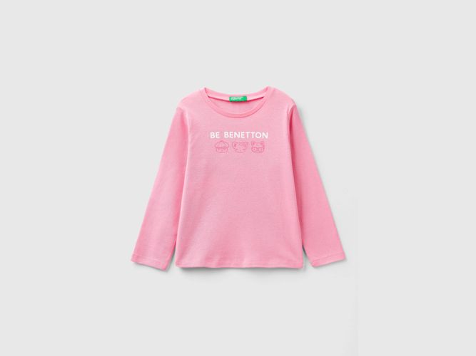 Benetton, T-shirt Manica Lunga Con Stampa Glitter, taglia 116, Rosa, Bambini - United Colors of Benetton - Modalova