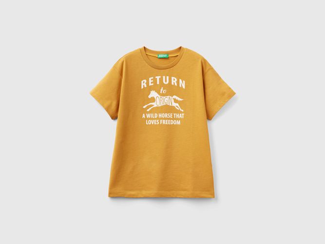 Benetton, T-shirt In Cotone Bio Con Stampa, taglia 2XL, Senape, Bambini - United Colors of Benetton - Modalova