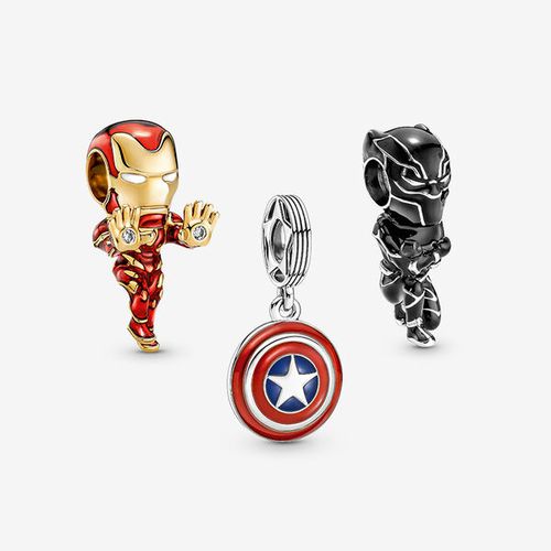 Ensemble de charms Marvel Avengers Captain America, Iron Man et Black Panther - Pandora - Modalova