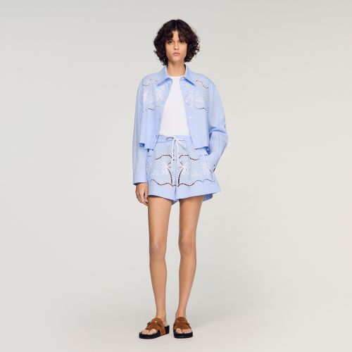 Short brodé en coton - Sandro Paris - Modalova