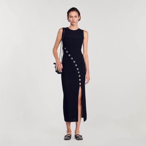 Robe longue ornée de bijoux strassés - Sandro Paris - Modalova