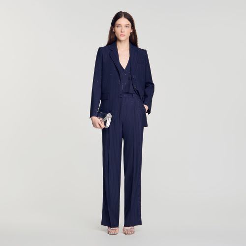 Pantalon à rayures et sequins - Sandro Paris - Modalova