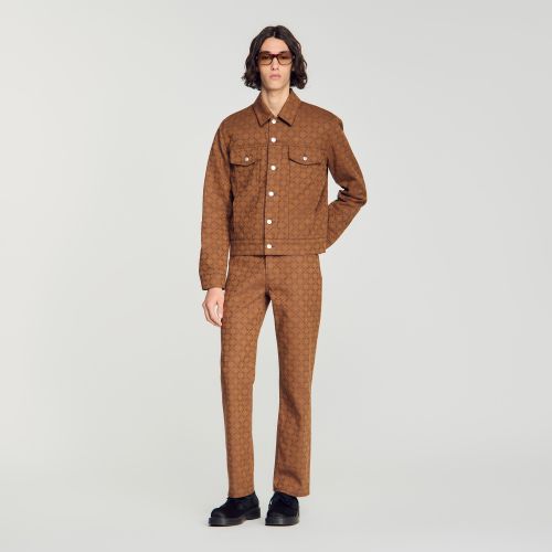 Blouson denim motif Square Cross - Sandro Paris - Modalova