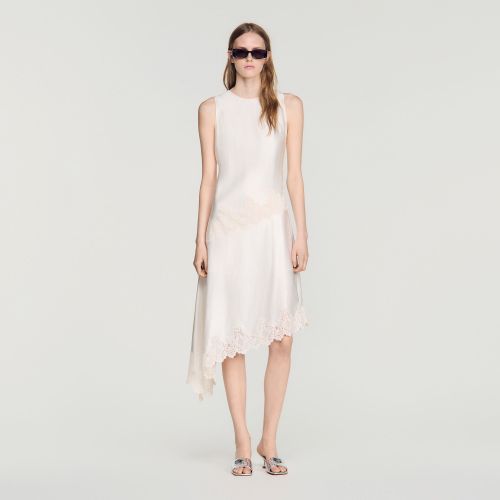 Robe asymétrique satinée - Sandro Paris - Modalova