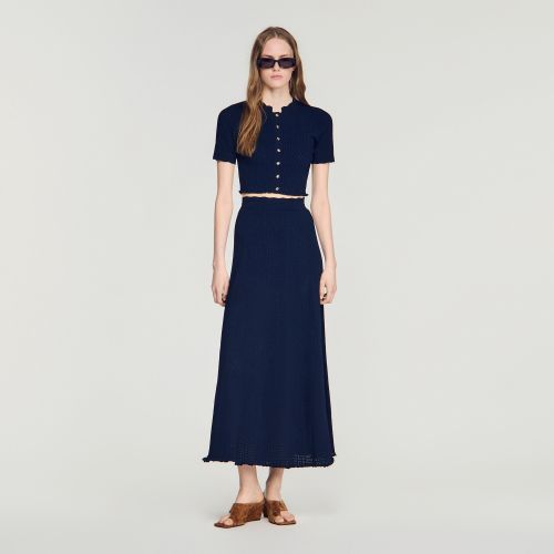 Cardigan court en maille pointelle - Sandro Paris - Modalova