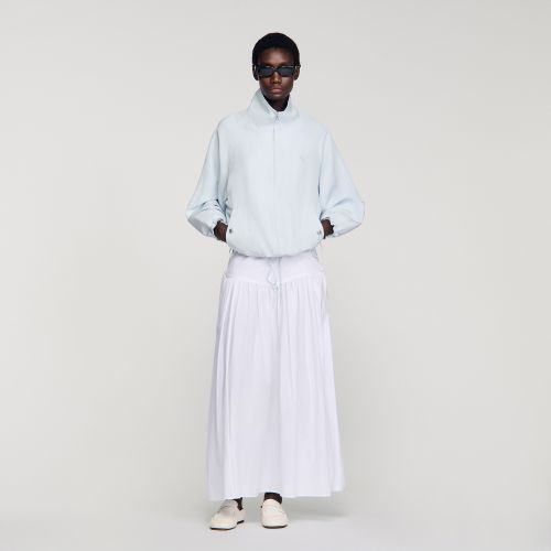 Blouson oversize col montant brodé - Sandro Paris - Modalova